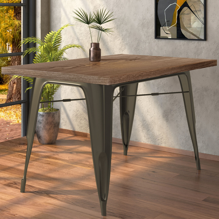 CALIFORNIA | Stół w stylu Tolix | Wymiary: 120 x 60 x 78 cm | Wenge & Rdzawy | Prostokątny CALIFORNIA | Stół w stylu Tolix | Wymiary: 120 x 60 x 78 cm | Wenge & Rdzawy | Prostokątny