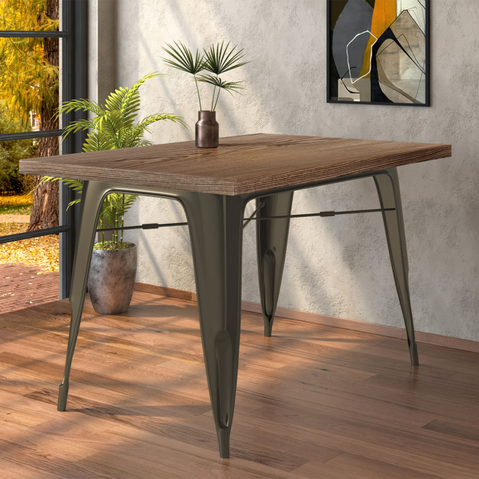 CALIFORNIA | Stół w stylu Tolix | Wymiary: 120 x 60 x 78 cm | Wenge & Rdzawy | Prostokątny CALIFORNIA | Stół w stylu Tolix | Wymiary: 120 x 60 x 78 cm | Wenge & Rdzawy | Prostokątny
