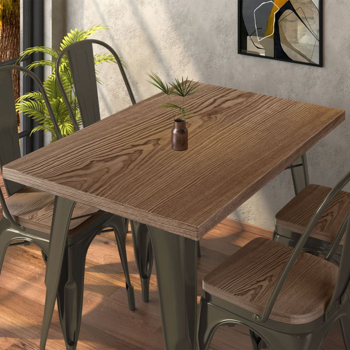 CALIFORNIA | Stół w stylu Tolix | Wymiary: 120 x 60 x 78 cm | Wenge & Rdzawy | Prostokątny CALIFORNIA | Stół w stylu Tolix | Wymiary: 120 x 60 x 78 cm | Wenge & Rdzawy | Prostokątny