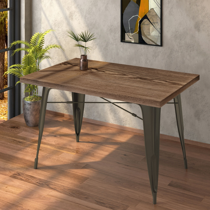 CALIFORNIA | Stół w stylu Tolix | Wymiary: 120 x 60 x 78 cm | Wenge & Rdzawy | Prostokątny CALIFORNIA | Stół w stylu Tolix | Wymiary: 120 x 60 x 78 cm | Wenge & Rdzawy | Prostokątny