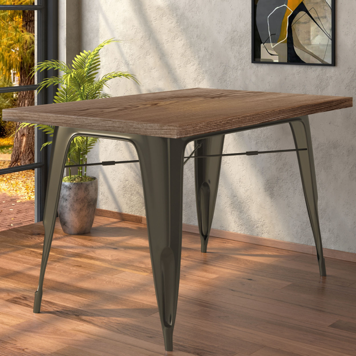 CALIFORNIA | Stół w stylu Tolix | Wymiary: 120 x 60 x 78 cm | Wenge & Rdzawy | Prostokątny CALIFORNIA | Stół w stylu Tolix | Wymiary: 120 x 60 x 78 cm | Wenge & Rdzawy | Prostokątny