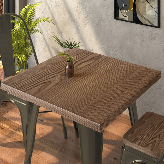 CALIFORNIA | Mesa estilo Tolix | B:T:H 60 x 60 x 78 cm | Wengué y óxido | Cuadrada CALIFORNIA | Mesa estilo Tolix | B:T:H 60 x 60 x 78 cm | Wengué y óxido | Cuadrada
