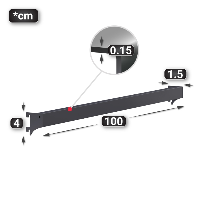 BROOKLYN | Gondola Crossbar | W:D:H 1,5x4x100cm | Anthracite