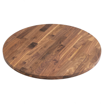USA WALNUT | Gastro Massiv Tischplatte | Ø 80 x 2,5 cm | Walnuß | Rund | Fingerjoint