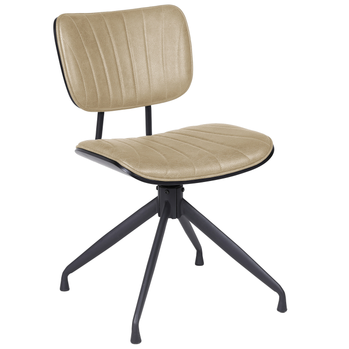 Valerie | Silla de bistró | Beige | Cuero | Base giratoria