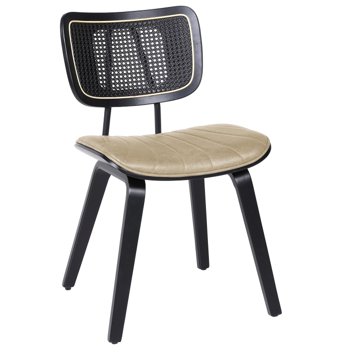 Valerie | Sedia Bistro | Beige | Pelle | Rattan Nero