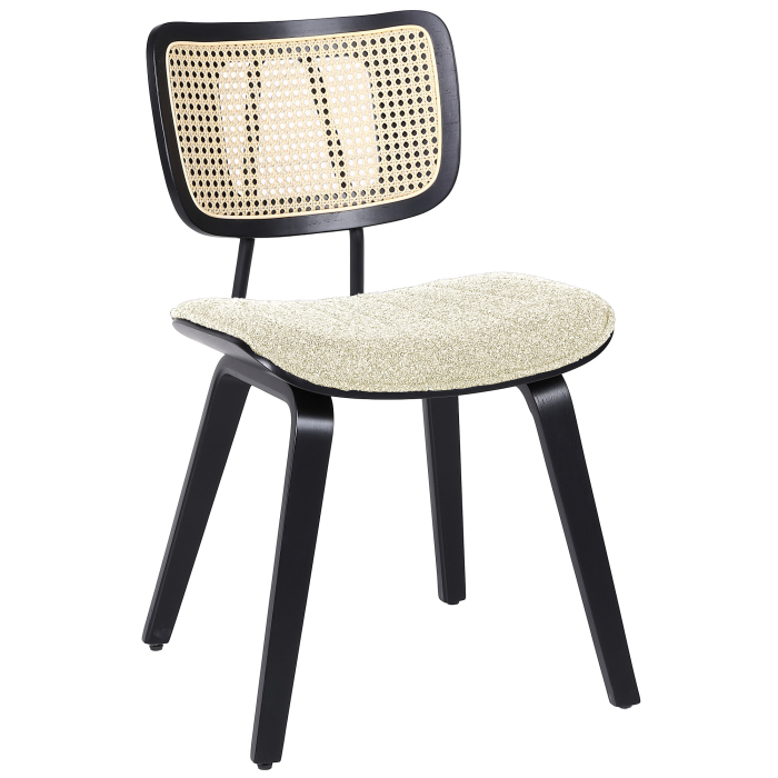 Valerie | Sedia Bistro | Beige | Tessuto Teddy | Rattan di Quercia