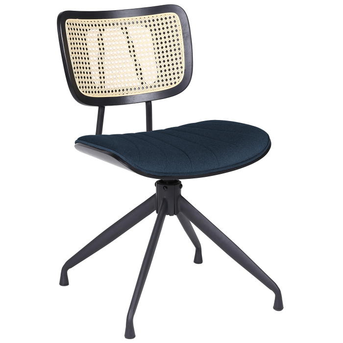 Valerie | Bistro Chair | Blue | Velvet | Rattan Oak | Swivel Base