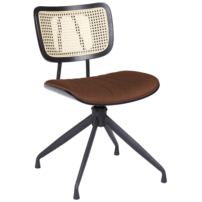 Valerie | Bistro Stuhl | Rot Bronze | Samt | Rattan Eiche | Drehfuß