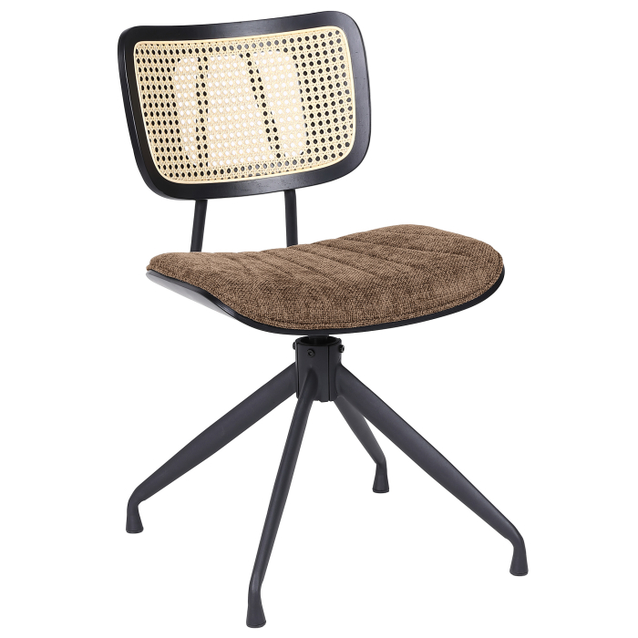 Valerie | Bistrostol | Brun | Stof/Tekstil | Rattan Eg | Drejefod