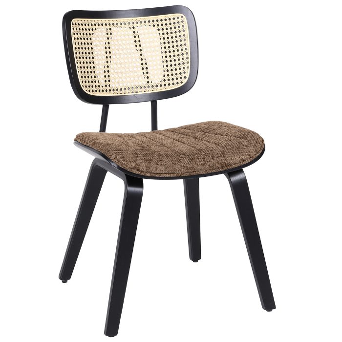 Valerie | Bistro Stol | Brun | Tyg/Textil | Rattan Ek