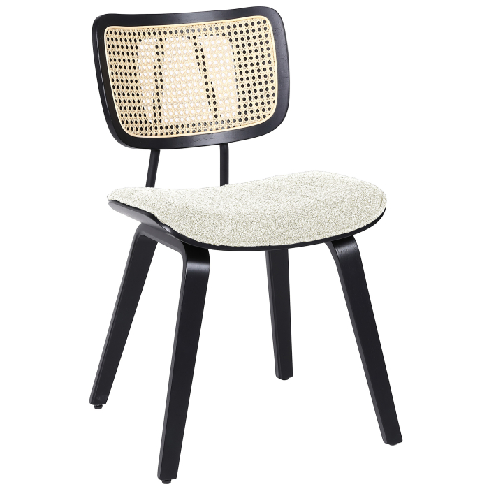 Valerie | Bistro Stuhl | Creme | Teddystoff | Rattan Eiche