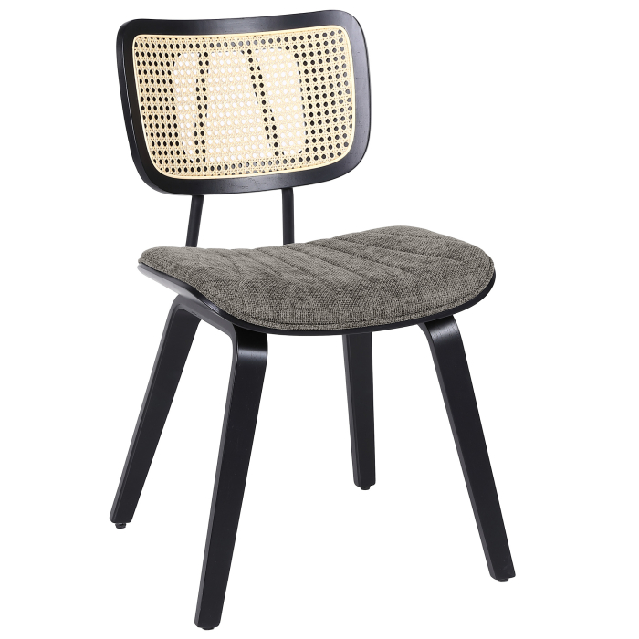 Valerie | Bistro Stol | Grå | Tyg/Textil | Rattan Ek