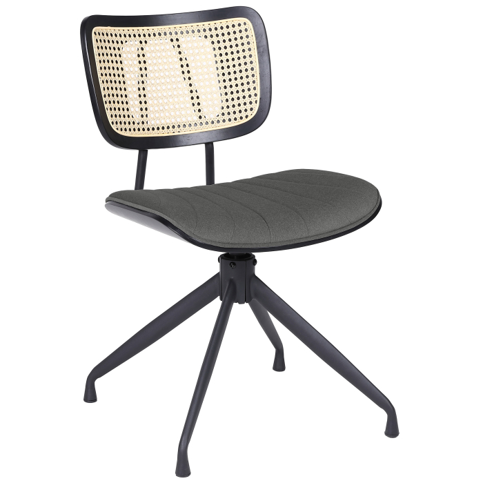 Valerie | Bistro Chair | Grey | Velvet | Rattan Oak | Swivel Base