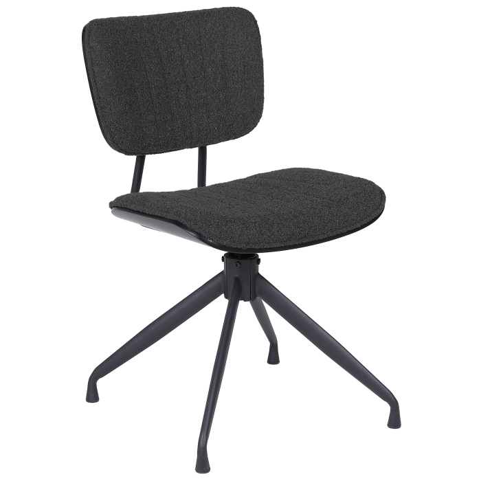 Valerie | Sedia da bistrot | Grigio scuro | Tessuto Teddy | Base girevole
