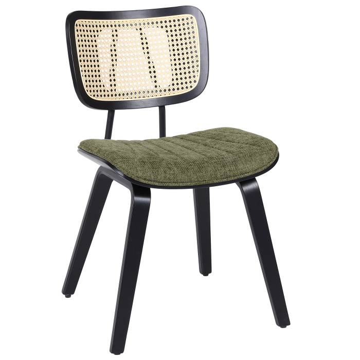 Valerie | Bistro stol | Grøn | Stof/Textil | Rattan Eg
