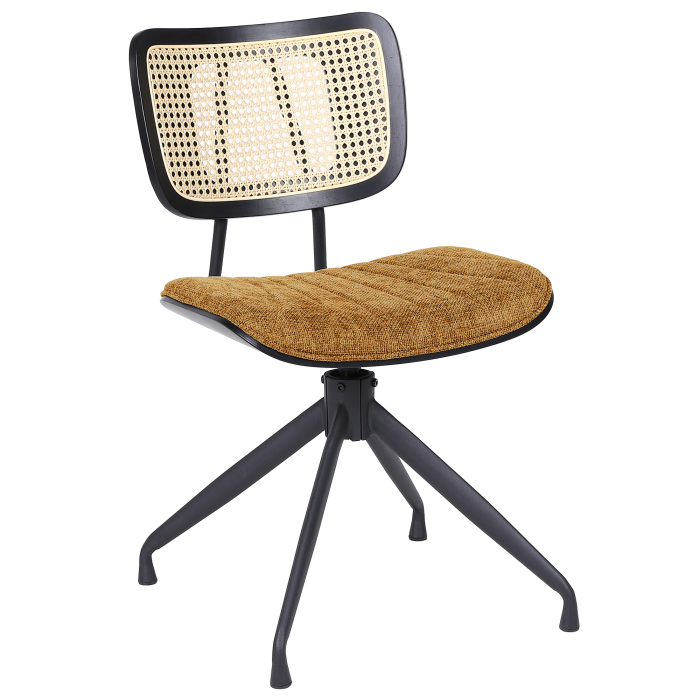 Valerie | Bistro Chair | Honey Brown | Fabric/Textile | Rattan Oak | Swivel Base