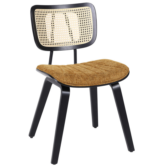 Valerie | Silla Bistro | Madera de miel | Tela/Textil | Ratán Roble