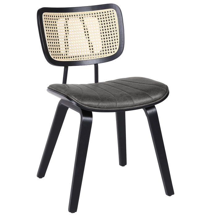 Valerie | Bistro Stuhl | Schwarz | Leder | Rattan Eiche