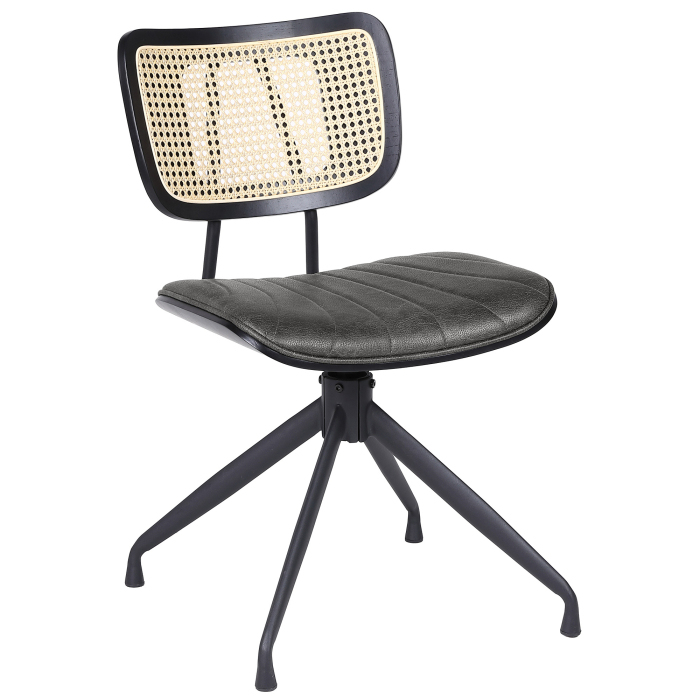 Valerie | Bistrostol | Sort | Læder | Rattan Eg | Drejebase