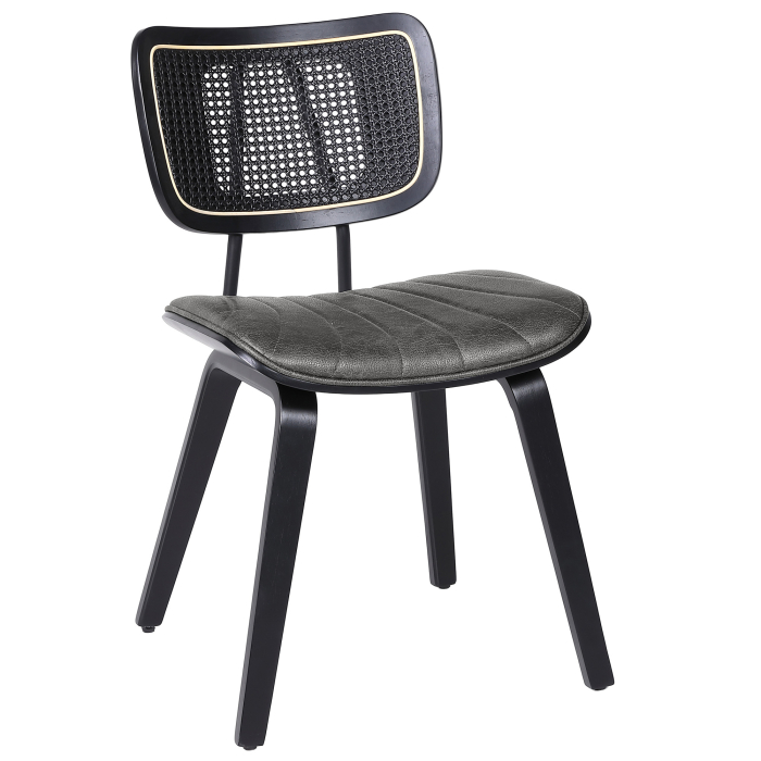 Valerie | Bistro Stol | Svart | Lær | Rattan Svart