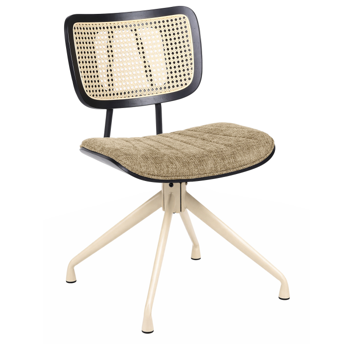 Valerie | Bistro Chair | Taupe | Fabric/Textile | Rattan Oak | Swivel Base White