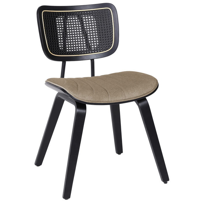 Valerie | Bistro Stuhl | Taupe | Samt | Rattan Schwarz