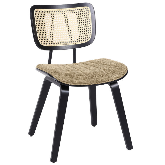 Valerie | Bistro Stuhl | Taupe | Stoff/Textil | Rattan Eiche