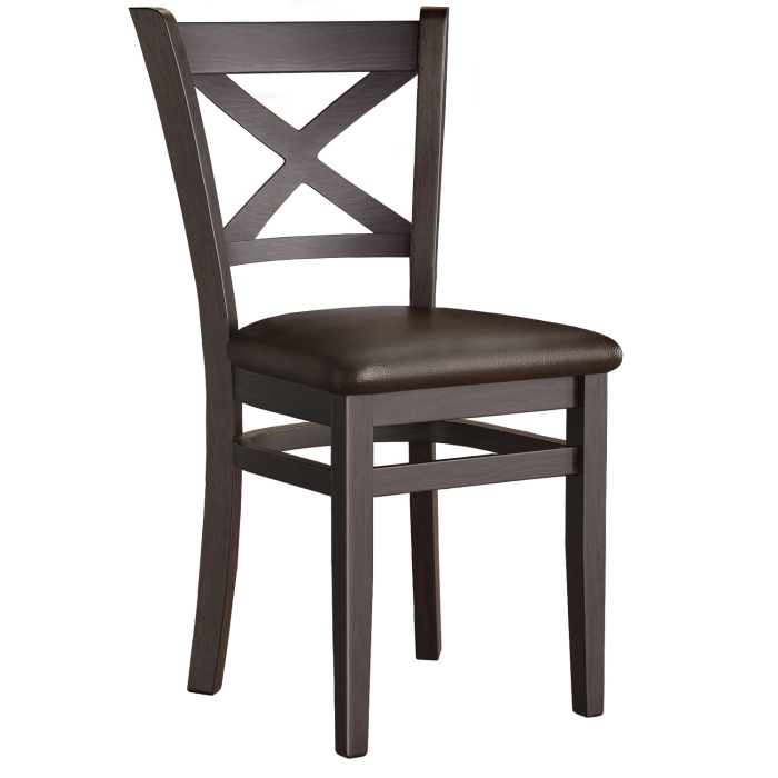 VALENTINO | Silla de madera para restaurante | Marrón oscuro | Cuero