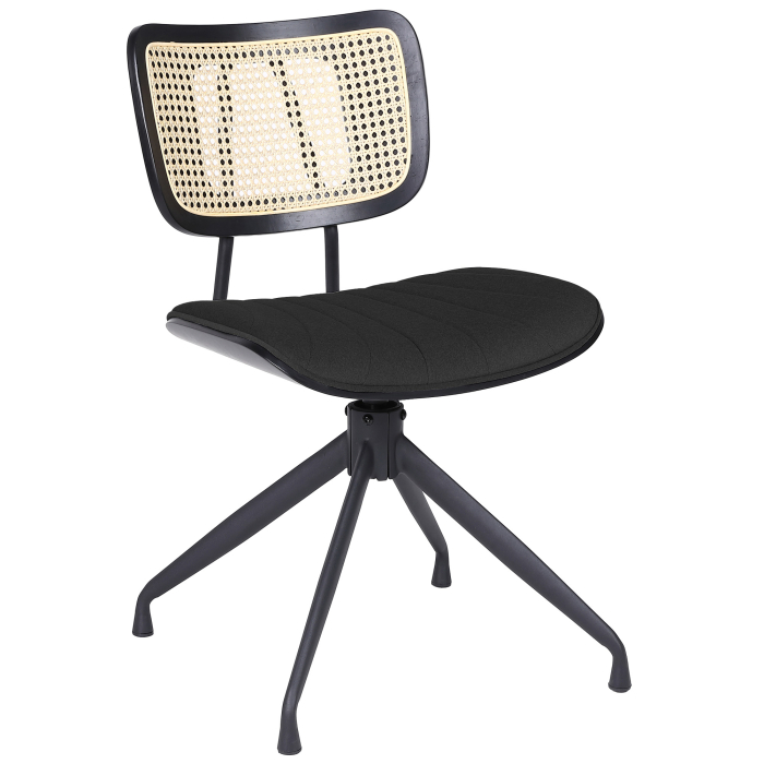 Valerie | Bistro Stuhl | Braun | Samt | Rattan Eiche | Drehfuß Schwarz 