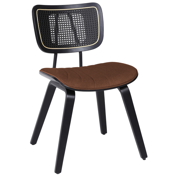 Valerie | Bistro Stuhl | Rot Bronze | Samt | Rattan Schwarz