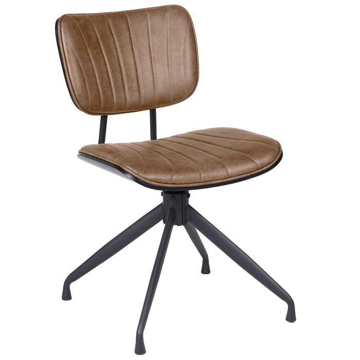 Valerie | Sedia da bistrot | Marrone | Pelle | Base girevole