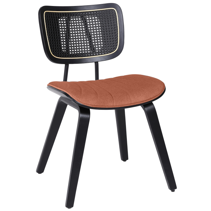 Valerie | Chaise de bistrot | Rouge bronze | Velours | Rattan noir