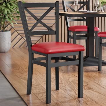 VALENTINO STEEL | Silla de madera para restaurante | Rojo | Cuero