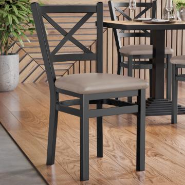 VALENTINO STEEL | Silla de madera para restaurante | Topo | Cuero