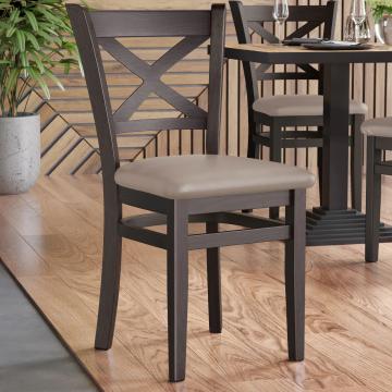 VALENTINO | Silla de madera para restaurante | Topo | Cuero