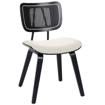 Valerie | Bistro Chair | Cream | Teddy Fabric | Black Rattan