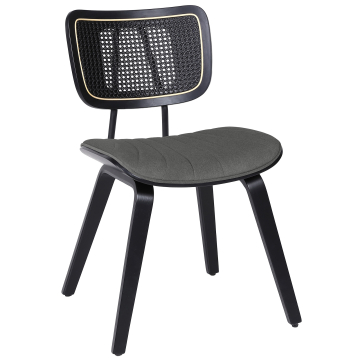 Valerie | Bistro Chair | Gray | Velvet | Black Rattan