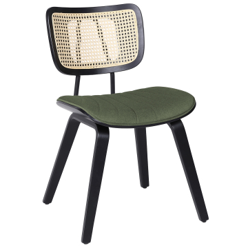 Valerie | Bistro Chair | Green | Velvet | Rattan Oak