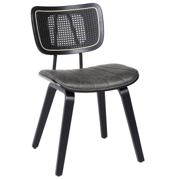 Valerie | Bistro Stol | Svart | Lær | Rattan Svart