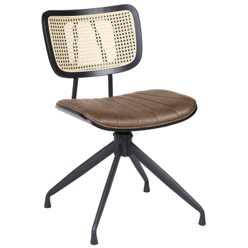 Valerie | Bistrostoel | Bruin | Leer | Eiken rotan | Draaivoet