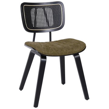 Valerie | Bistrostoel | Bruin | Stof/Textiel | Rattan Zwart