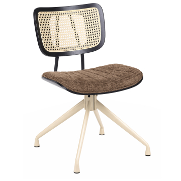 Valerie | Sedia da bistrot | Marrone | Tessuto/Tessuto | Rattan Rovere | Base girevole Bianca