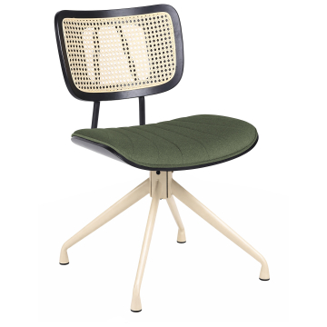 Valerie | Sedia da bistrot | Verde | Velluto | Rattan Rovere | Base girevole bianca