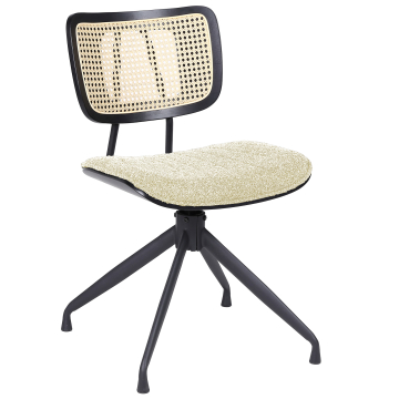 Valerie | Silla de bistró | Beige | Tela Teddy | Roble ratán | Base giratoria