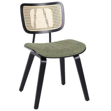Valerie | Chaise de bistrot | Vert | Tissu/Textile | Rotin chêne