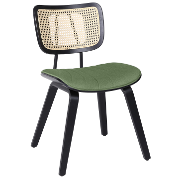 Valérie | Chaise de bistrot | Vert | Velours | Rotin Chêne