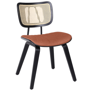 Valerie | Chaise de bistrot | Rouge Bronze | Velours | Rotin Chêne