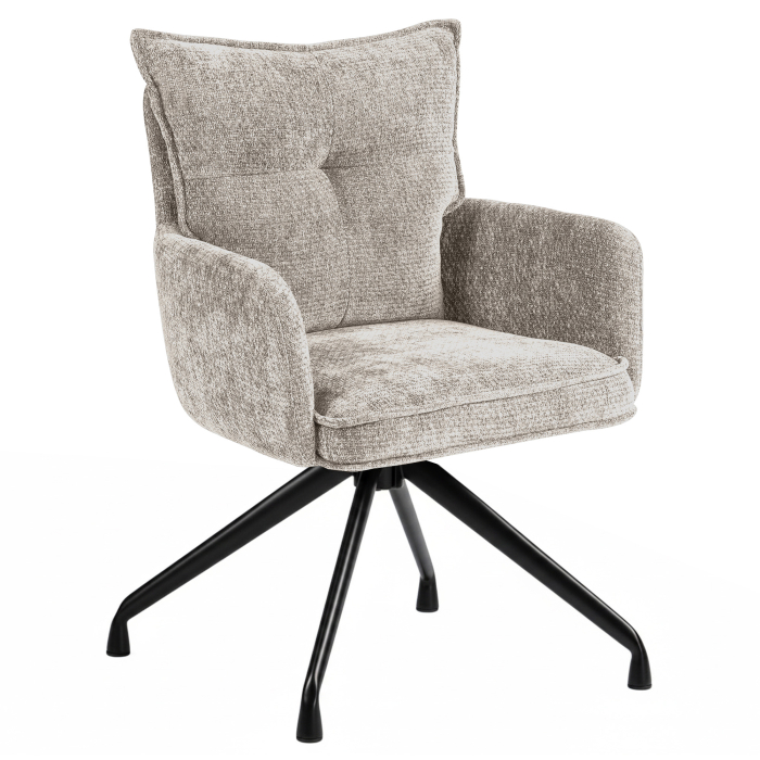 Veronika | Chaise d'hôtel | Beige | Tissu | Piètement pivotant