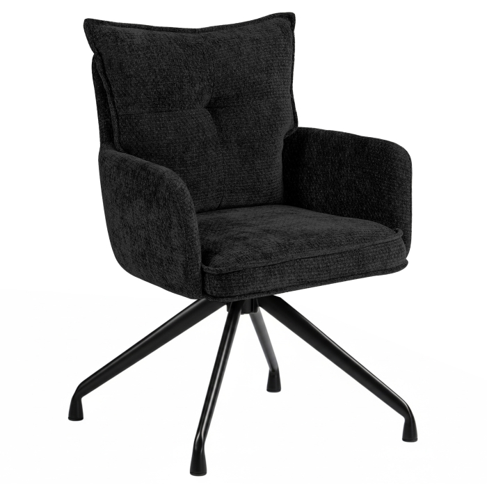 Veronika | Chaise d'hôtel | Noir | Tissu | Piètement pivotant